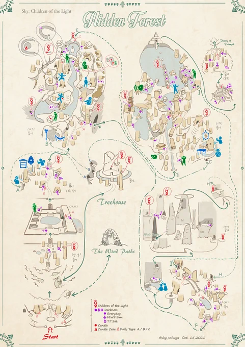 sky各エリアのマップNo.3

「雨林」

各エリアを一枚に纏め、精霊・光の子・光・闇花の位置と光の数を地図に記入
あなたの旅のお供にお役に立てば幸いです。

Sky Children of the Light
Hidden Forest Map

#thatskygame 
#sky星を紡ぐ子どもたち 
#雨林
#地図
#HiddenForest
#map 