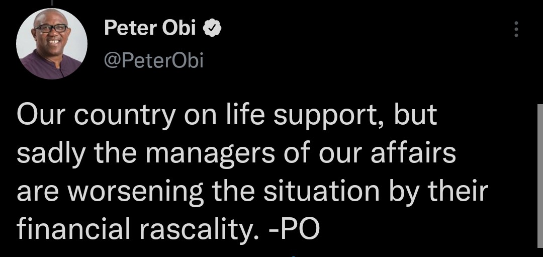 Dejyomi's tweet photo. Mr Obi the saint breached the constitutional provision on assets declaration. 
He did not declare to the Code of Conduct Bureau the companies he tucked away in offshore secrecy havens.
#PeterObiTheHypocrite
#PeterObiTheHypocrite
#PeterObiTheHypocrite
#PeterObiTheHypocrite https://t.co/ZLjfNDjgs7