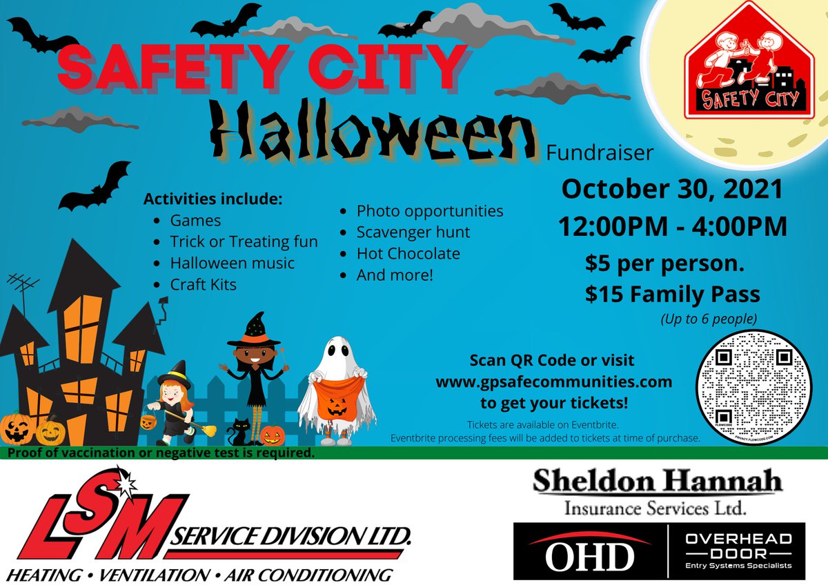 GPSafeCommunity's tweet image. Buy your Safety City Halloween 2021 Fundraiser tickets today!  Learn more about the event here!
gpsafecommunities.com/halloween.html