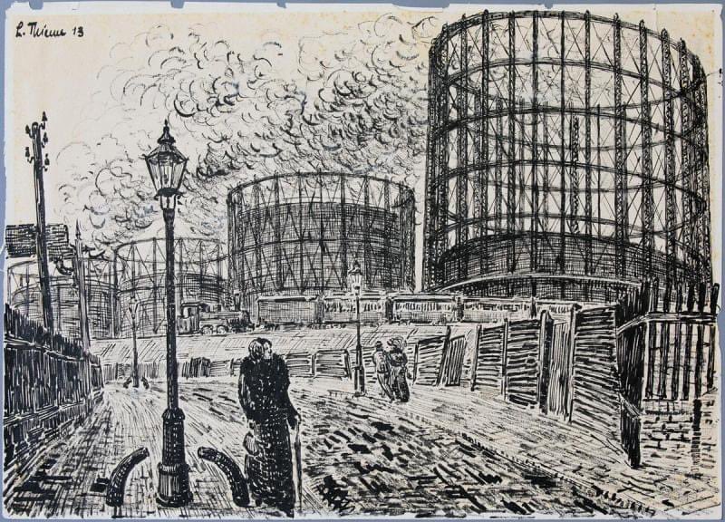 gasworksollie's tweet photo. Leopold Thieme (German, 1880–1963)

Gasholders in Berlin Schöneberg, 1913, pen drawing (Stadtmuseum Berlin) https://t.co/gHqoPuCumJ