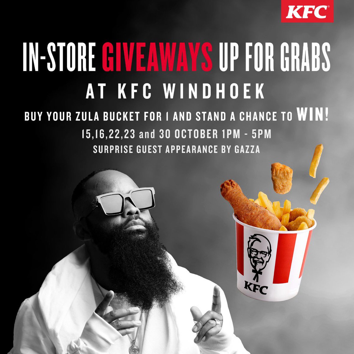 See you guys <a href="/KFCNamibia/">KFC Namibia</a> Tal Street (in town) later today 🤙🏾 I feel super generous 😎