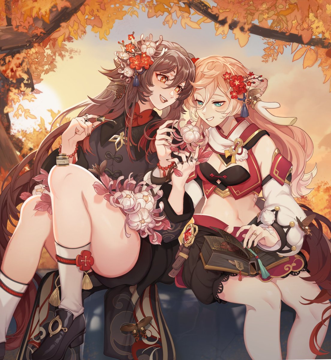 noctulilium's tweet photo. #GenshinImpact #HuTao #Yanfei #yantao 

sweet flower darlings for the @semion_boiii 🌸 https://t.co/btI1su6HwW