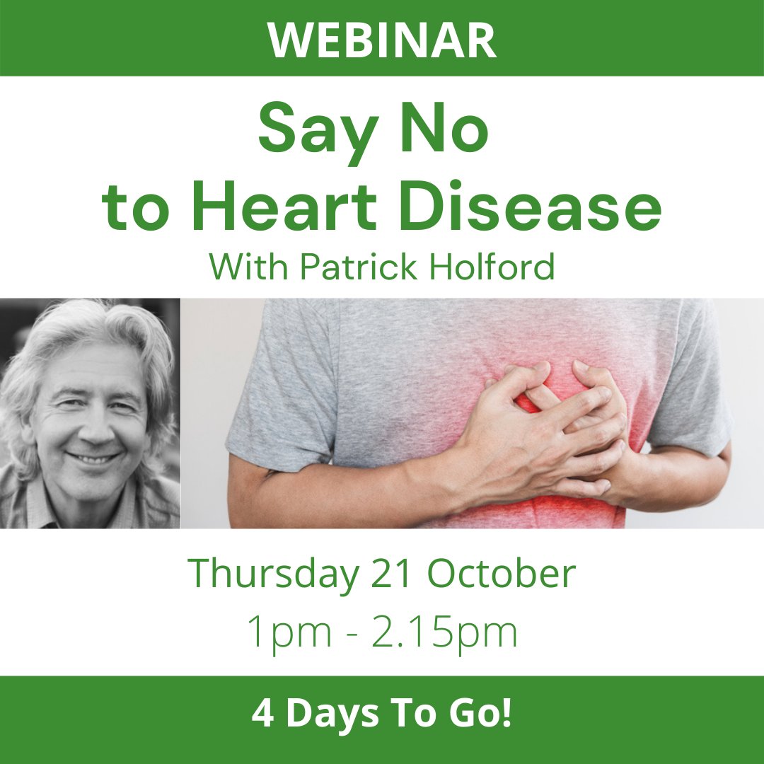 I scheduled this webinar on ‘Say No to Heart Disease’ to raise awareness of some of the latest research in this area. So, join me on Thursday 21 October. Booking Now! Click here ow.ly/H8LS50GkfFZ