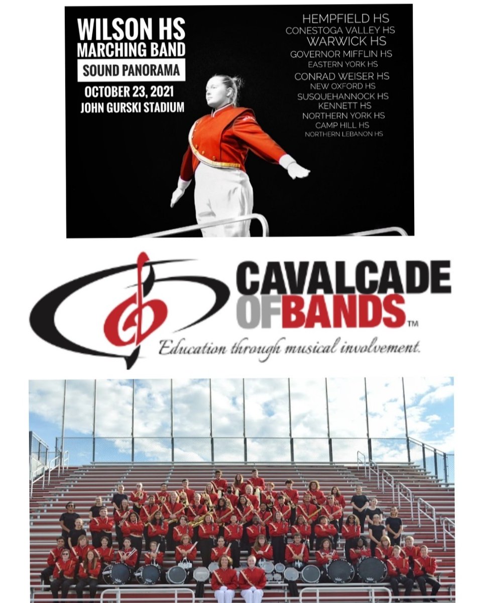 WilsonSchlDist's tweet photo. Come support the WHS Marching Band Sound Panorama on 10/23/21 from 5:45pm to 10pm. There will be 13 bands in the Cavalcade of Bands competition! WHS Marching Band will showcase "MetaHeist" at 9:15pm tentatively!!
$10 Adults
$8 Senior
$5 Students
Children 5 and younger are free! https://t.co/Q6oq9K0XxF