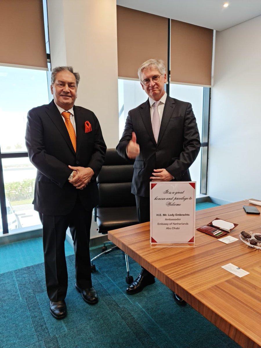 Mr. Kamal Vachani, Group Director and Partner at Al Maya Group, welcomed Mr. Lody Embrechts Ambassador of Kingdom of Netherlands 🇳🇱 

#almayasupermarket #meetings