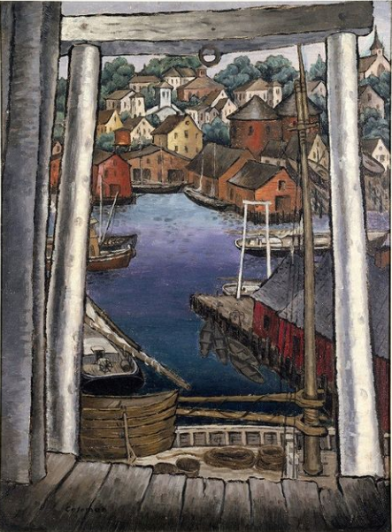 MenschOhneMusil's tweet photo. Glenn O. Coleman (American, 1884-1932), 'Gloucester Harbor', c.1930. https://t.co/rLTGOsqarH