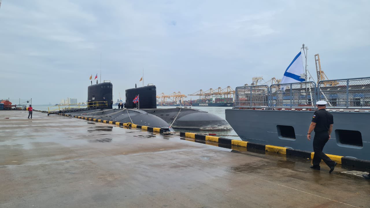 Russian Navy’s Pacific Fleet large submarines ‘B-274’ and ‘B-603’ dock at the port of Colombo in Sri Lanka