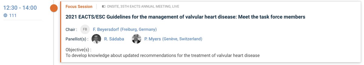 pomyers's tweet photo. Last day of #EACTS2021 - with a packed schedule I am really looking forward to:
๐ซ#HeartTeam Evidence and Trial Update
๐ซ@escardio @EACTS VHD guidelines
๐ซ#LateBreaking: 3 RCTs, #PERIGON trial and a first-in-man support net for #DCM https://t.co/YqHLJjkXMM