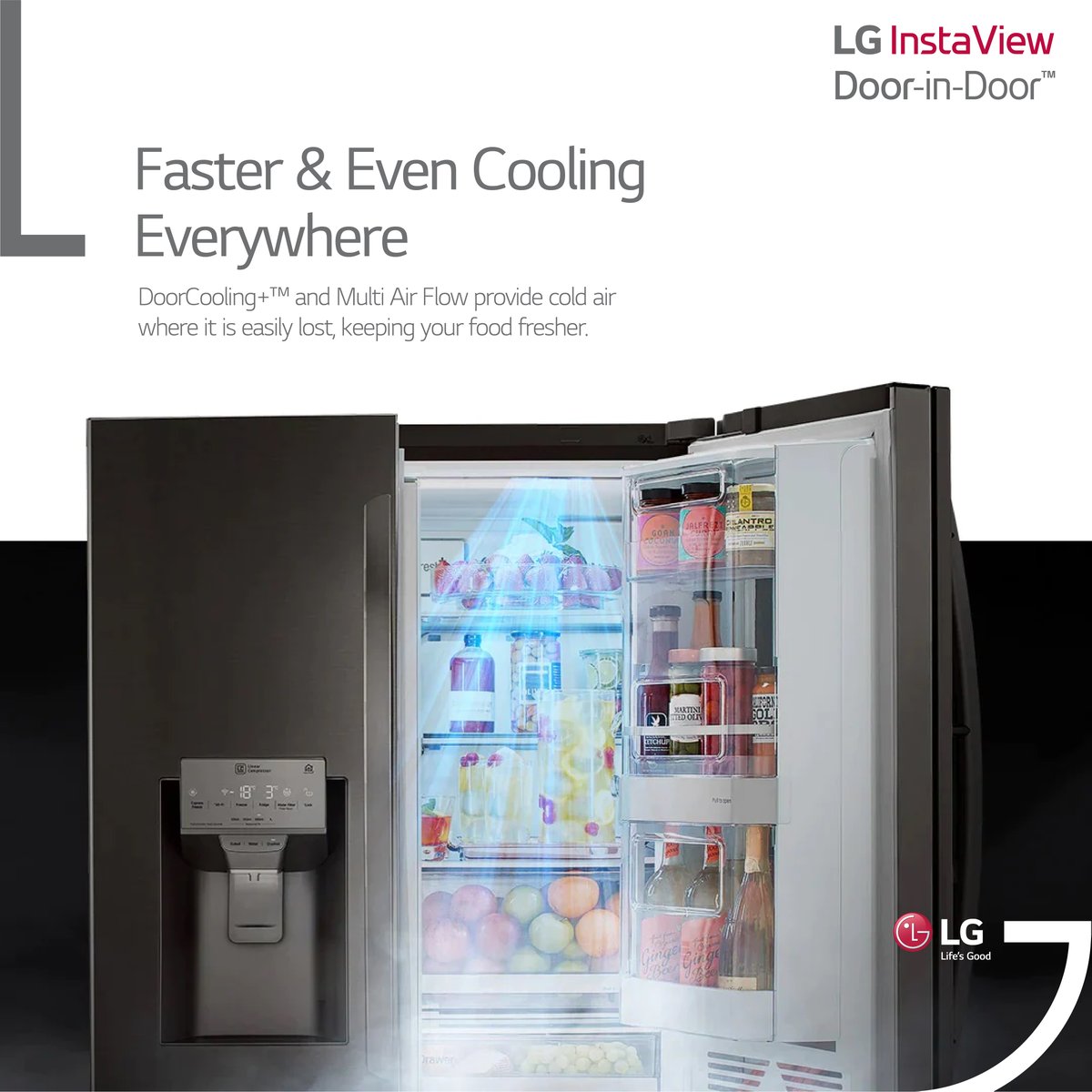 LGAfrica1's tweet photo. Enjoy faster and even cooling with the LG Instaviews Multi Air flow system that makes sure every part of the Refrigerator is cool.
Visit https://t.co/zaGUVvbXTF to buy now.
#LG #LGInstaview #Fastercooling https://t.co/nD8gsxm7Ic