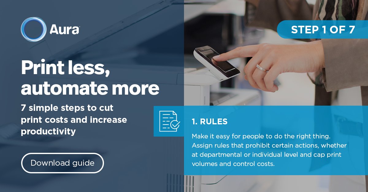 Make it easy for people to do the right thing. Print management software enables you to influence user behaviour, as painlessly as possible, through the power of defaults. Learn more in our guide- '7 simple steps to print automation' hubs.li/H0Zvvk-0