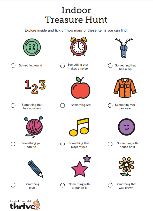 ThriveApproach's tweet photo. Go on an adventure with Thrive sensory treasure hunts! These simple activities allow you to connect with the children you care for as you explore together and see what you can find.

Download your indoor and outdoor treasure hunts for free here: https://t.co/6TtcO8gncL https://t.co/3ysieK8lzL