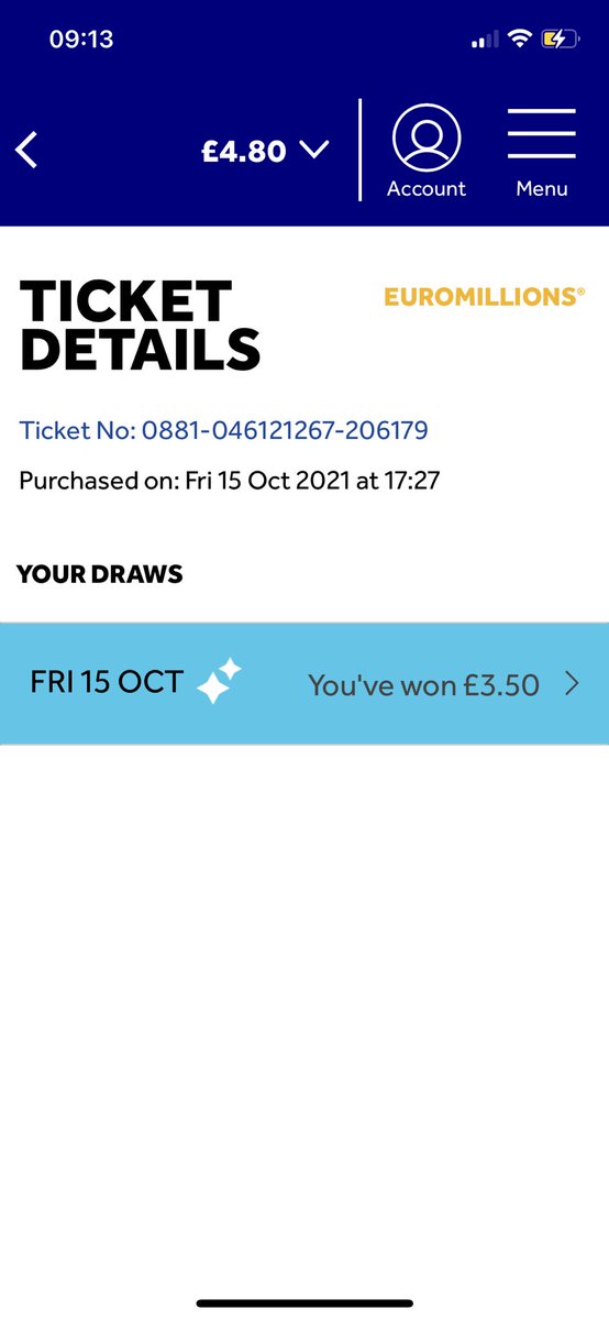 tilleafian's tweet photo. Big win on #EuroMillions Euro lottery last night £3.50 😂 https://t.co/IiaQsUrAAb