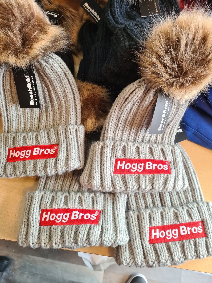 LibertyPrintUK's tweet photo. Hogg Bros keeping the heads of customers warm this winter. Send us a DM for quotes on winter hats. https://t.co/8lF6qB4Cui