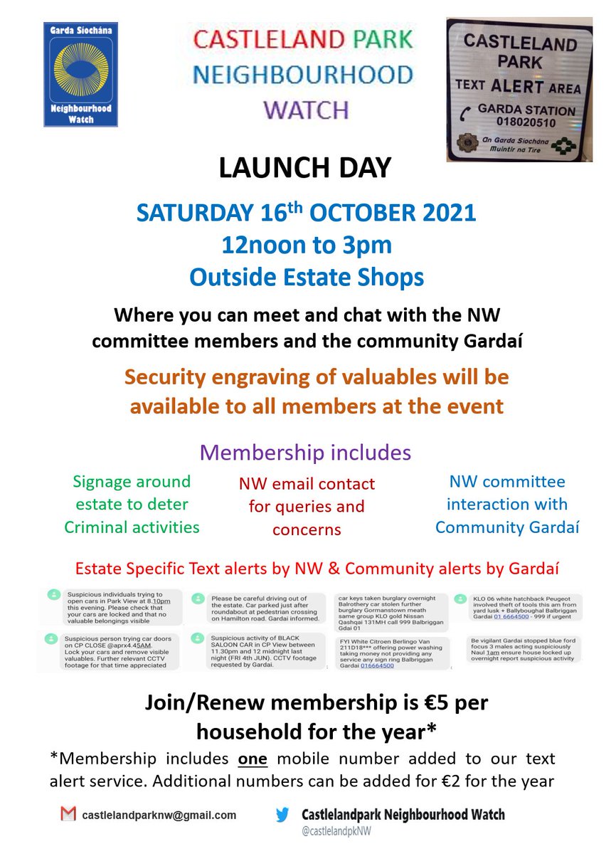 castlelandpkNW's tweet image. It&apos;s Launch day! Hope to see lots of our estate residents joining up or renewing today
#neighbourhoodwatch #safercommuity #textalert