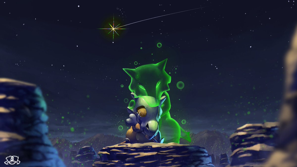 pokemon (creature) no humans sky star (sky) night outdoors signature  illustration images