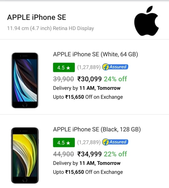 techosmos's tweet photo. #iPhoneSE2 starting from Rs30999 on #Flipkart sale. https://t.co/NZxSmT32BY