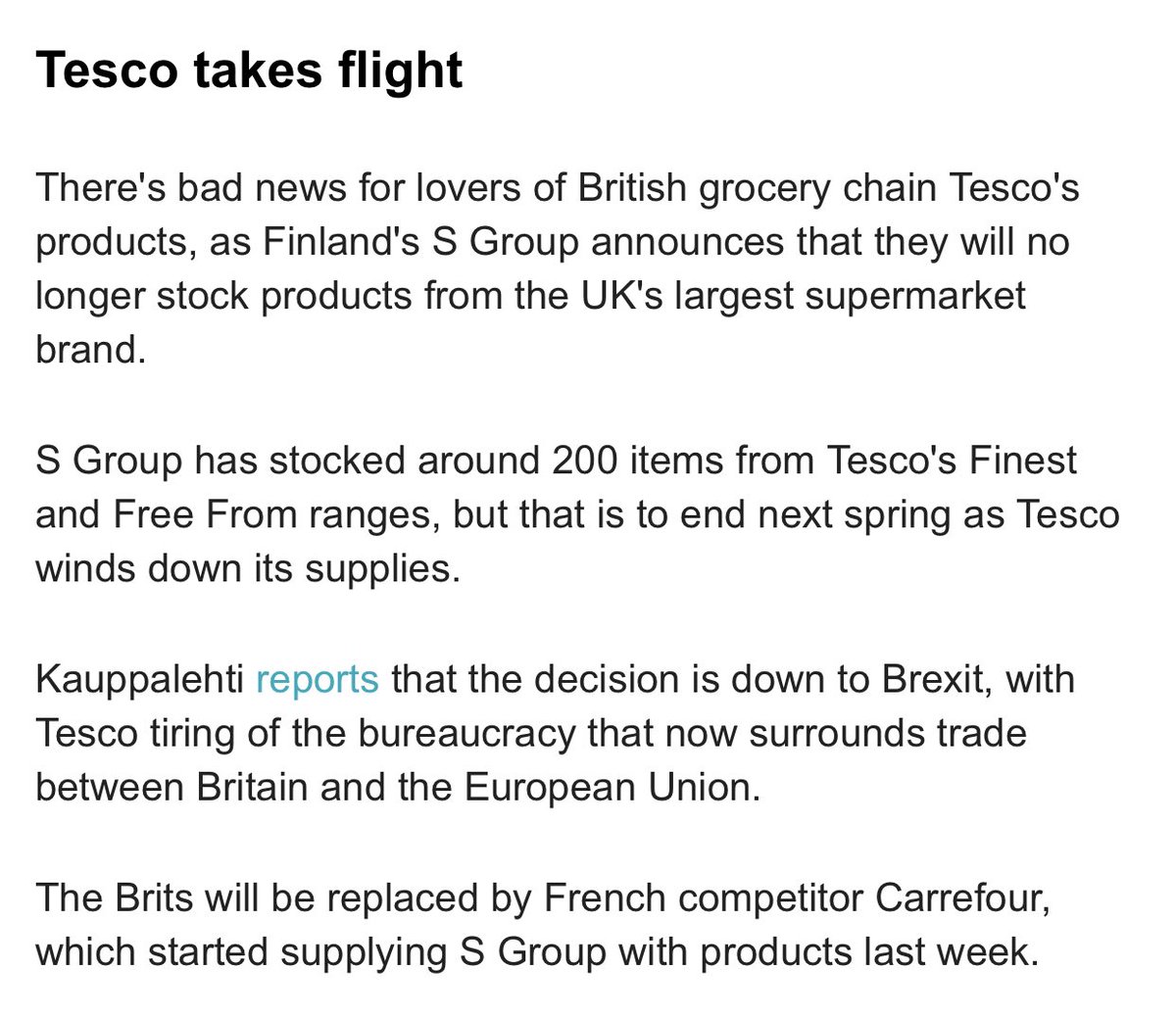 Another Brexit benefit…..
#brexit #BrexitDisaster #brexitexports #tesco #BrexitHasFailed #BrexitBritain #britishexports #sunnyuplands