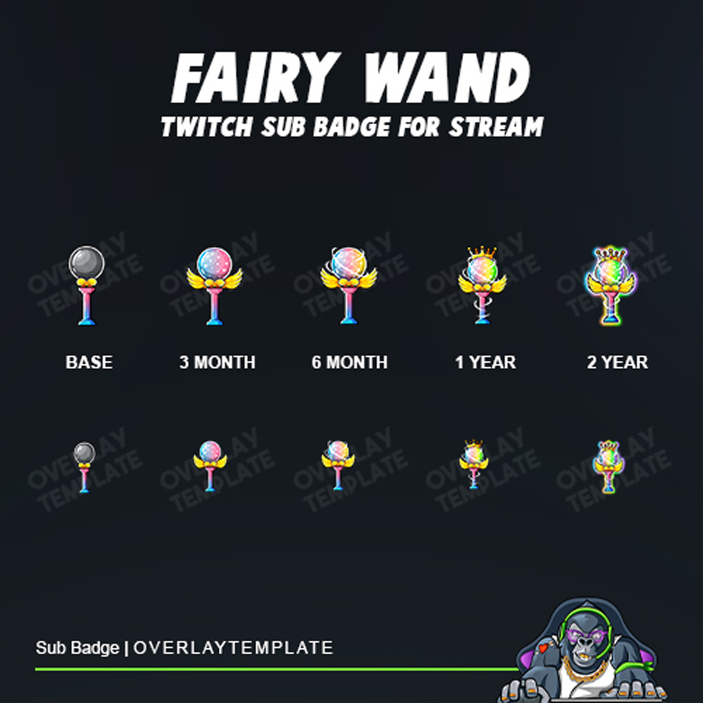 Hola . Hola . Hola 
Feel The Magic buddy 🙌🙌
Our new sub badges featuring a magical Fairy Wand design with incredible appearances.

Check it out and get it right now !
Our site : Overlaytemplate.com
#twitchstreamer #twitch #streamergirl #twitchbitbadges #etsy #streamer #gfx