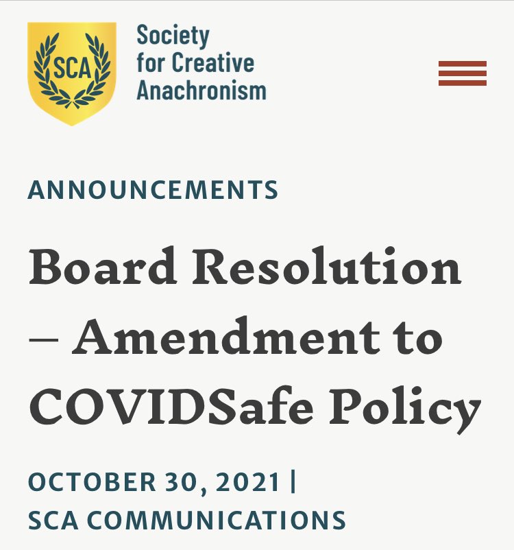 SCA Medieval Society on X: Board Resolution – Amendment to COVIDSafe  Policy The Board recently amended its policy to clarify that multiple  people may verify proof of vaccination or negative test status.