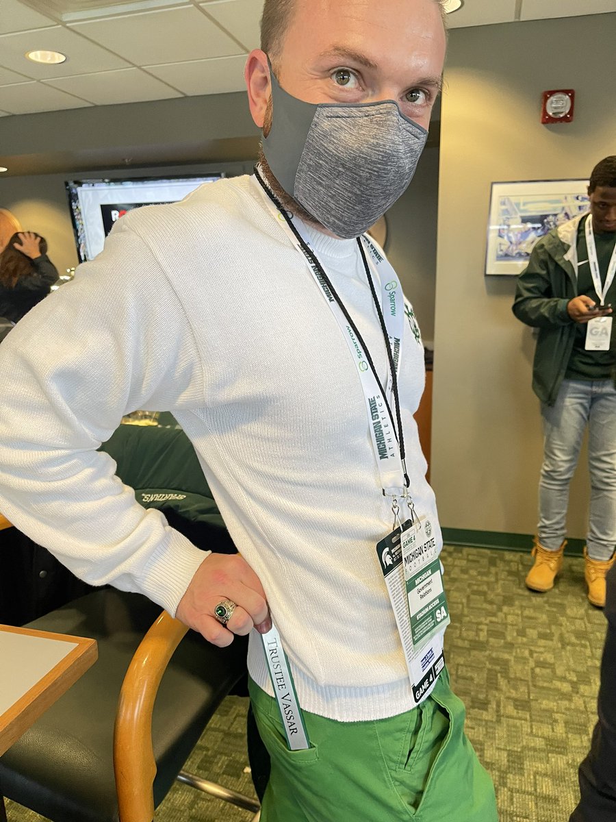 Trust Dr. Rema. (@drrema4msu) on Twitter photo President <a href="/PeterSpadafore/">Peter Spadafore</a>! 😂😂😂 Can’t take him anywhere. Reminds me of my grandmother and salt shakers at restaurants. Not safe. Thank you & Dr. <a href="/DanielSpadafore/">Daniel Mathis Spadafore</a> for hanging with me!
Also, we WON a helluva game. 💚🤍 #ChopOn #GoGreenGoWhite President <a href="/PeterSpadafore/">Peter Spadafore</a>! 😂😂😂 Can’t take him anywhere. Reminds me of my grandmother and salt shakers at restaurants. Not safe. Thank you & Dr. <a href="/DanielSpadafore/">Daniel Mathis Spadafore</a> for hanging with me!
Also, we WON a helluva game. 💚🤍 #ChopOn #GoGreenGoWhite