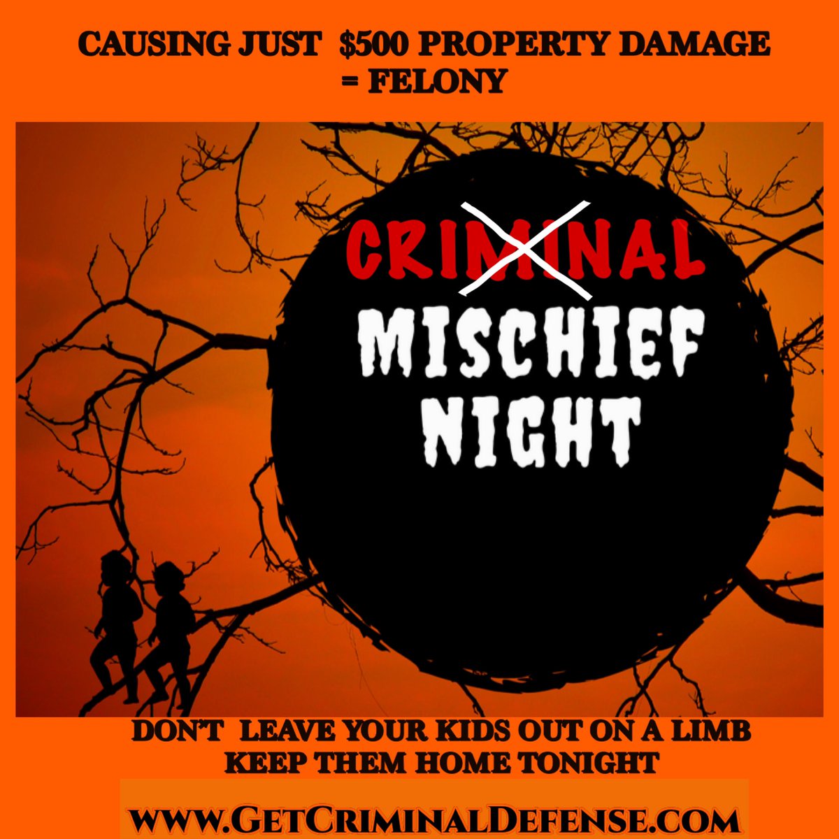 CipparoneLaw's tweet photo. MISCHIEF NIGHT: BEWARE &amp; BE-A-WARE of the NJ Criminal Mischief statute &amp; its $500 felony threshold.  It’s also a serious juvenile offense.  Not much these days costs less than $500 to repair or replace! https://t.co/t1Nf3RCmJ9