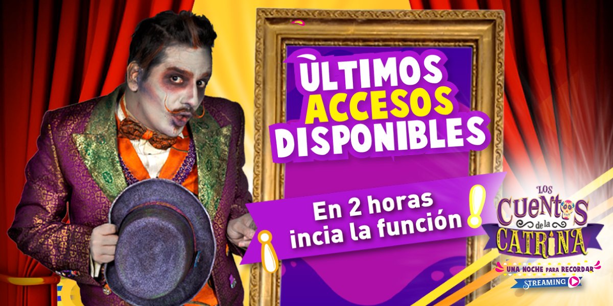 ¡En 2 horas inicia nuestra ÚNICA FUNCIÓN del 2021!
¡Últimos accesos disponibles a la venta!
No te quedes fuera y adquiere tu acceso en este link: bit.ly/3zvDLXo