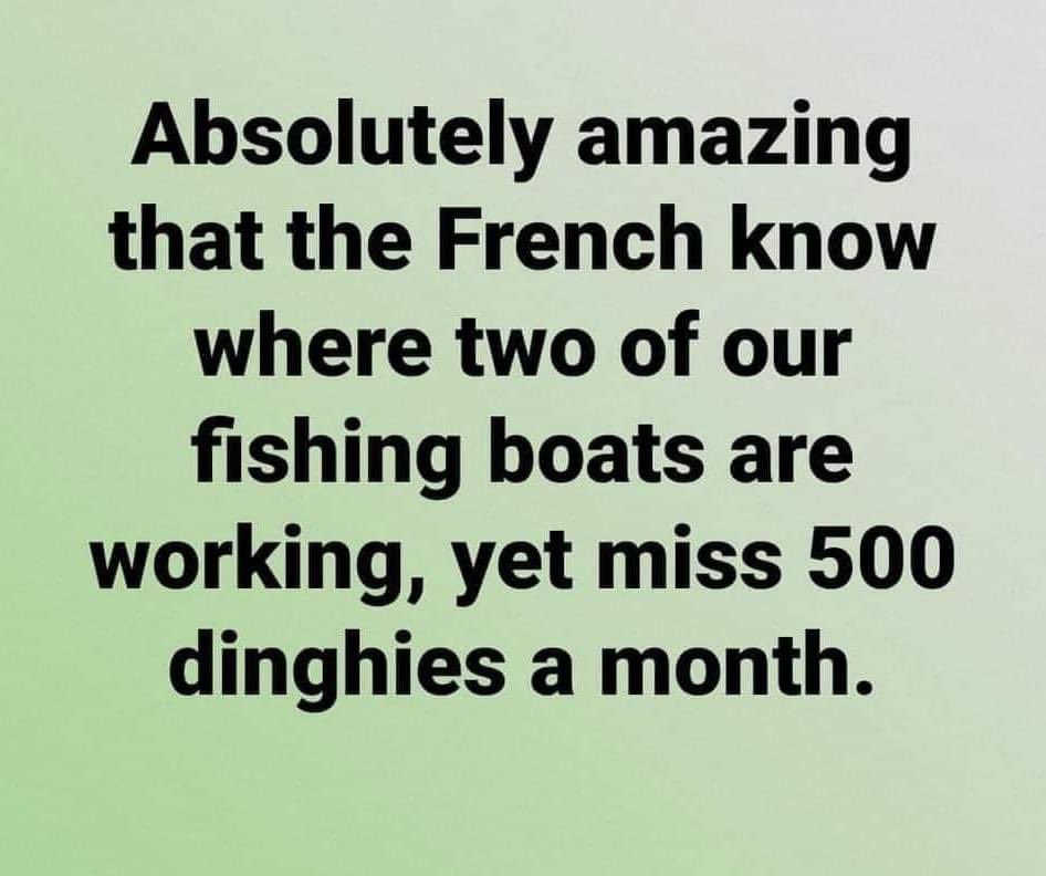 Eviegirl18's tweet photo. Isn't it amazing how all the fish in the channel belong to the EU but all the boat occupants belong to the UK? https://t.co/1JIX524ezx