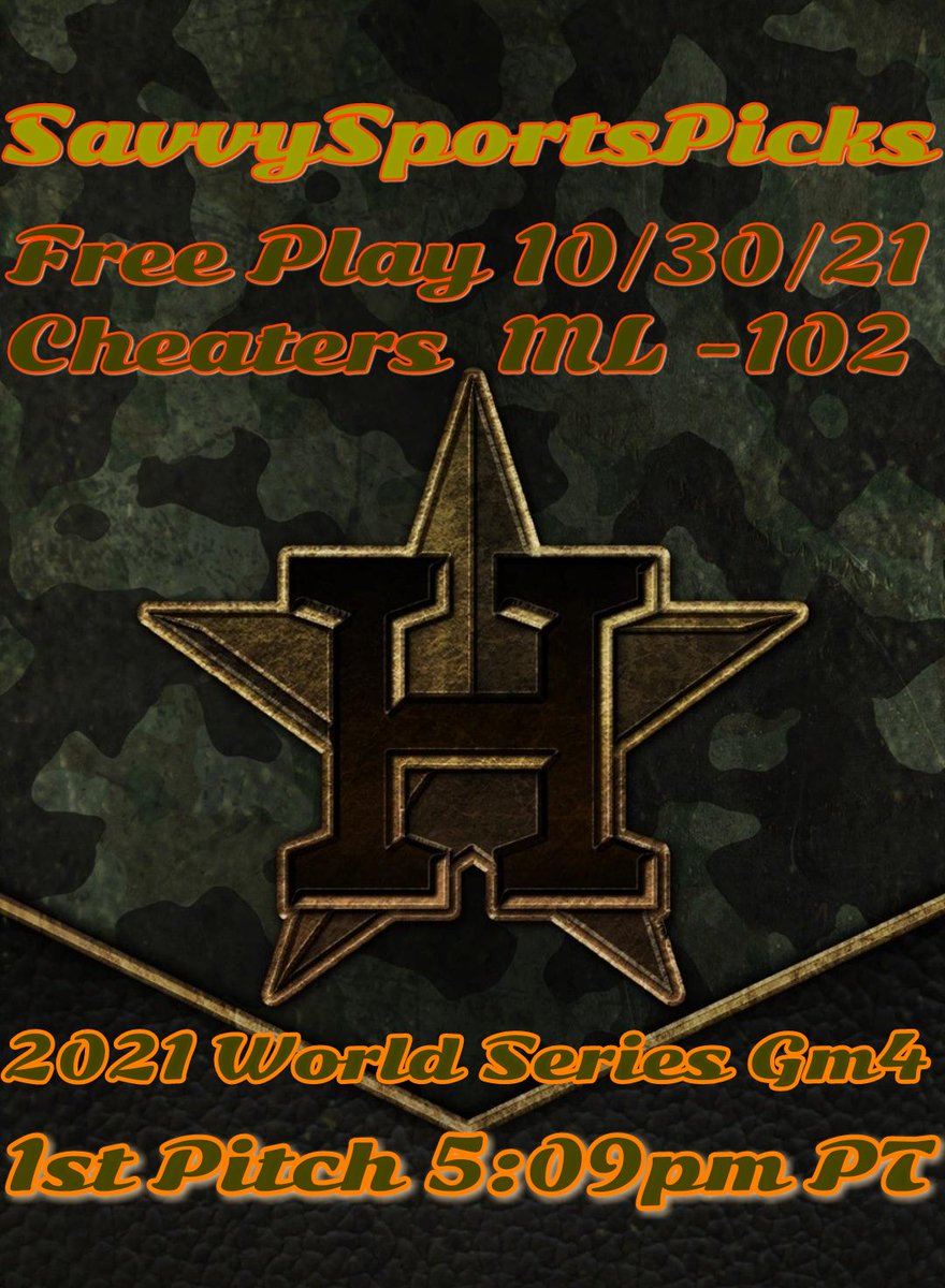SavvySportsPick's tweet photo. MLB Free Play 10/30/21
First pitch 5:09pm PT
#ForTheH #ForTheA #MLBonFox
The Play: Cheaters ML -102
#GamblingTwitter #SportsBetting #BettingAdvice #BettingTips #FreePlays #FreePicks #FreeSportsPicks #MLBExpert #MLBbets #MLBPicks #MakeItMajor #baseball #Vegas #WorldSeries https://t.co/9oUq6wLCMJ