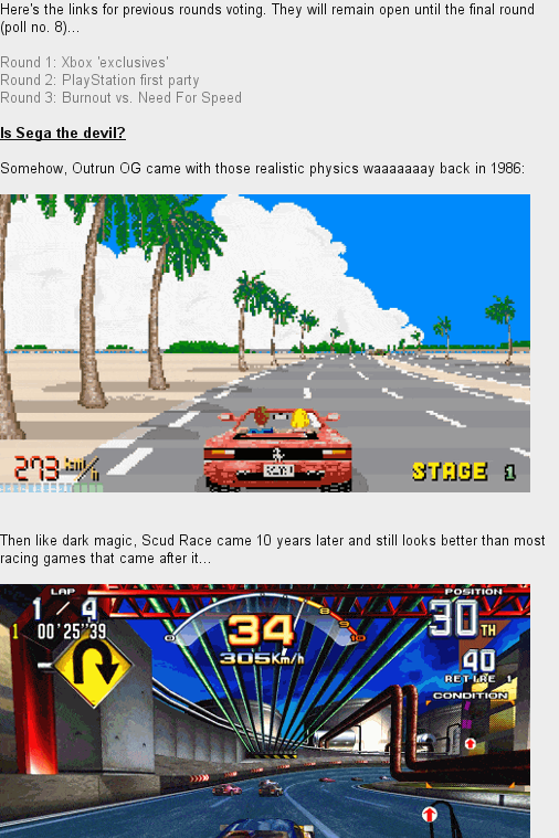 Best racing game of all time, Round 4: The Sega Mega Driving Championship aka Is Sega the devil? (Previous rounds still open for voting,  https://t.co/a8BVjsgnEW https://t.co/kziemxRBqC