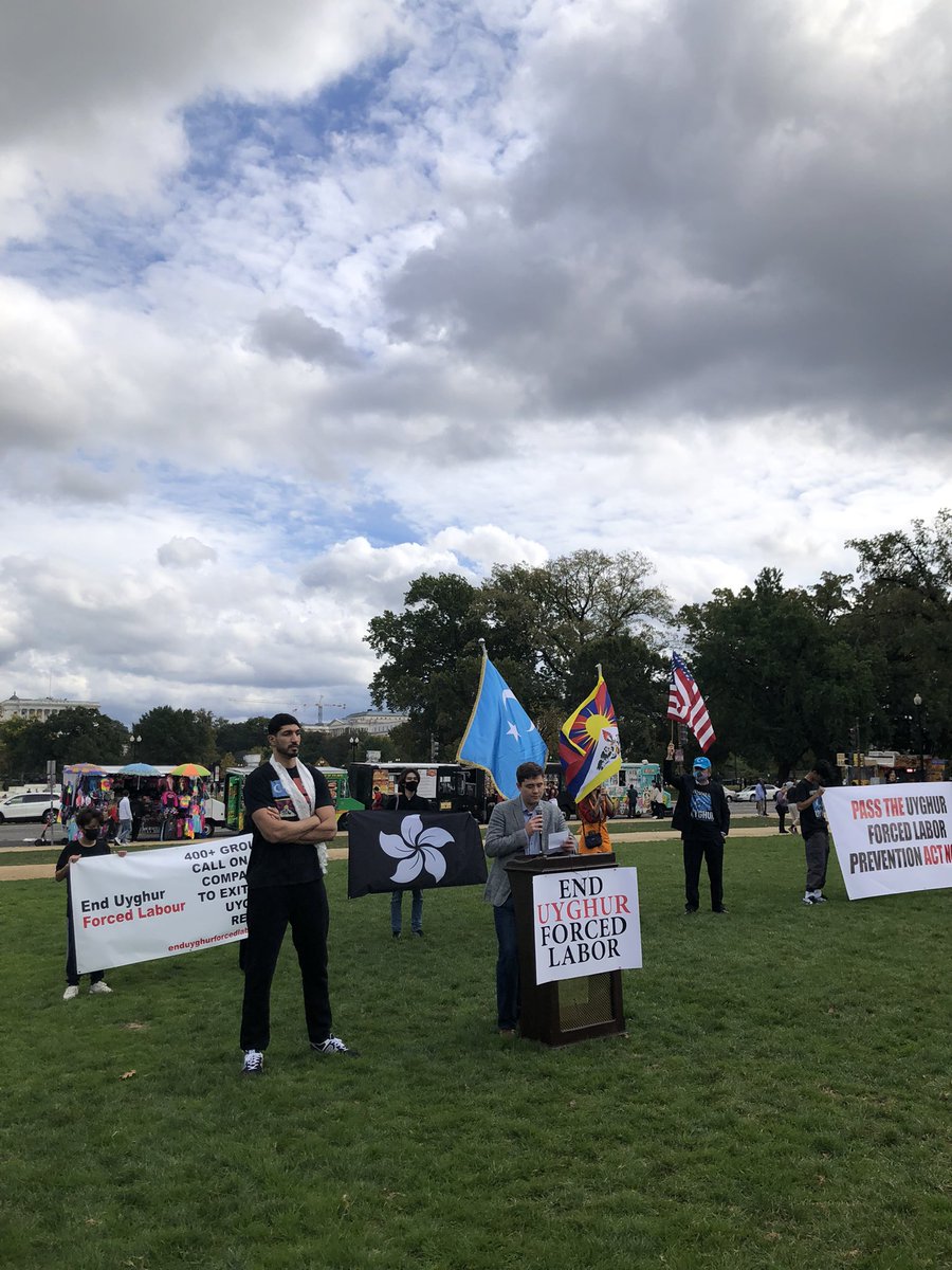 SenMarcoRubio's tweet photo. Rubio staff joined @EnesKanter &amp; @JewherIlham in our nation’s capital to read a statement on Sen Rubio’s behalf demanding an end to the #CCP’s genocide against predominantly Muslim groups in #Xinjiang &amp; calling on the House to pass the #UyghurForcedLaborPreventionAct. https://t.co/BDeFKLkY9h