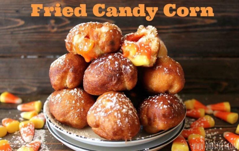 Deep Fried CANDY CORN via Oh, Bite It. 
#NationalCandyCornDay
#GhastlyGastronomy