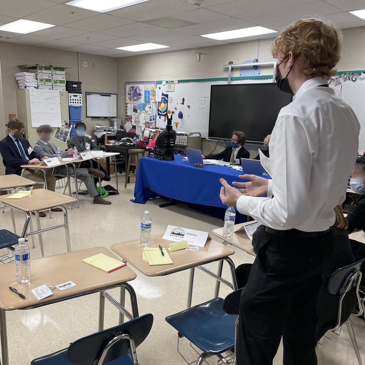 MrBorgman's tweet photo. Getting it done in committee. #WYOMUN VIII @FTHighlandsHS @FTSchools https://t.co/8KJSUk4Quv