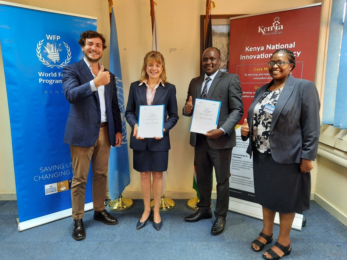 WFP_Kenya's tweet image. @WFP_Kenya has signed a #partnership agreement with Kenya National Innovation Agency, outlining #collaboration to address #needsbased challenges while creating an enabling #environment for #innovativepractices in #foodsecurity.
@KENIAupdates @fede_nacca @LaurenLandis1