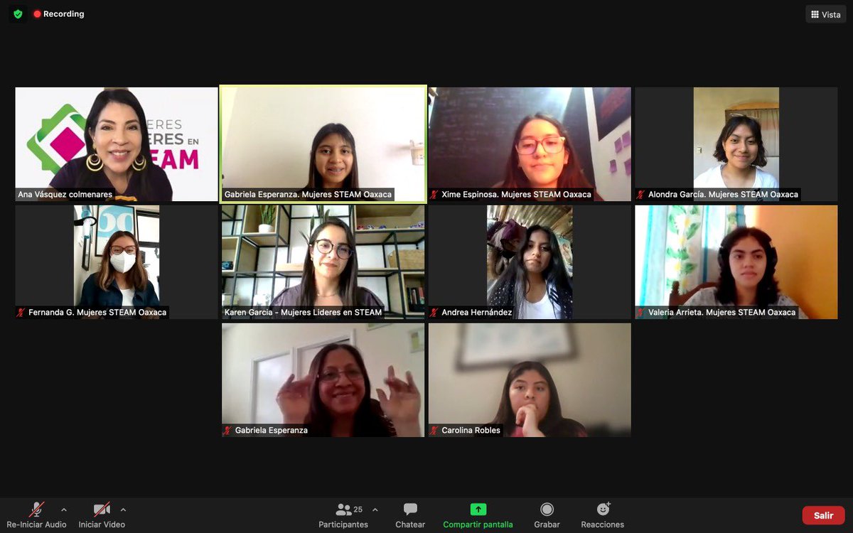 Me encanta compartir con mujeres las jóvenes estudiantes  la perspectiva de género feminista, que me den ideas, y compartan experiencias y los retos a los que se enfrentan. 
<a href="/MujeresSTEAM/">@MujeresSTEM</a>, <a href="/usmxleadersnet/">U.S.-Mexico Leaders Network</a> @SMO_GobOax #MujeresLíderesSTEAM