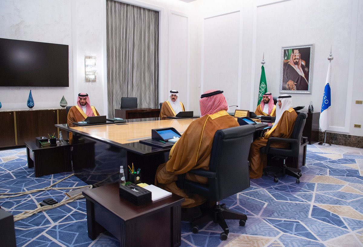 KSAmofaEN's tweet photo. 📸 | HRH Crown Prince Mohammed bin Salman during his participation, virtually in the #G20RomeSummit. https://t.co/6abjnXKYZX
