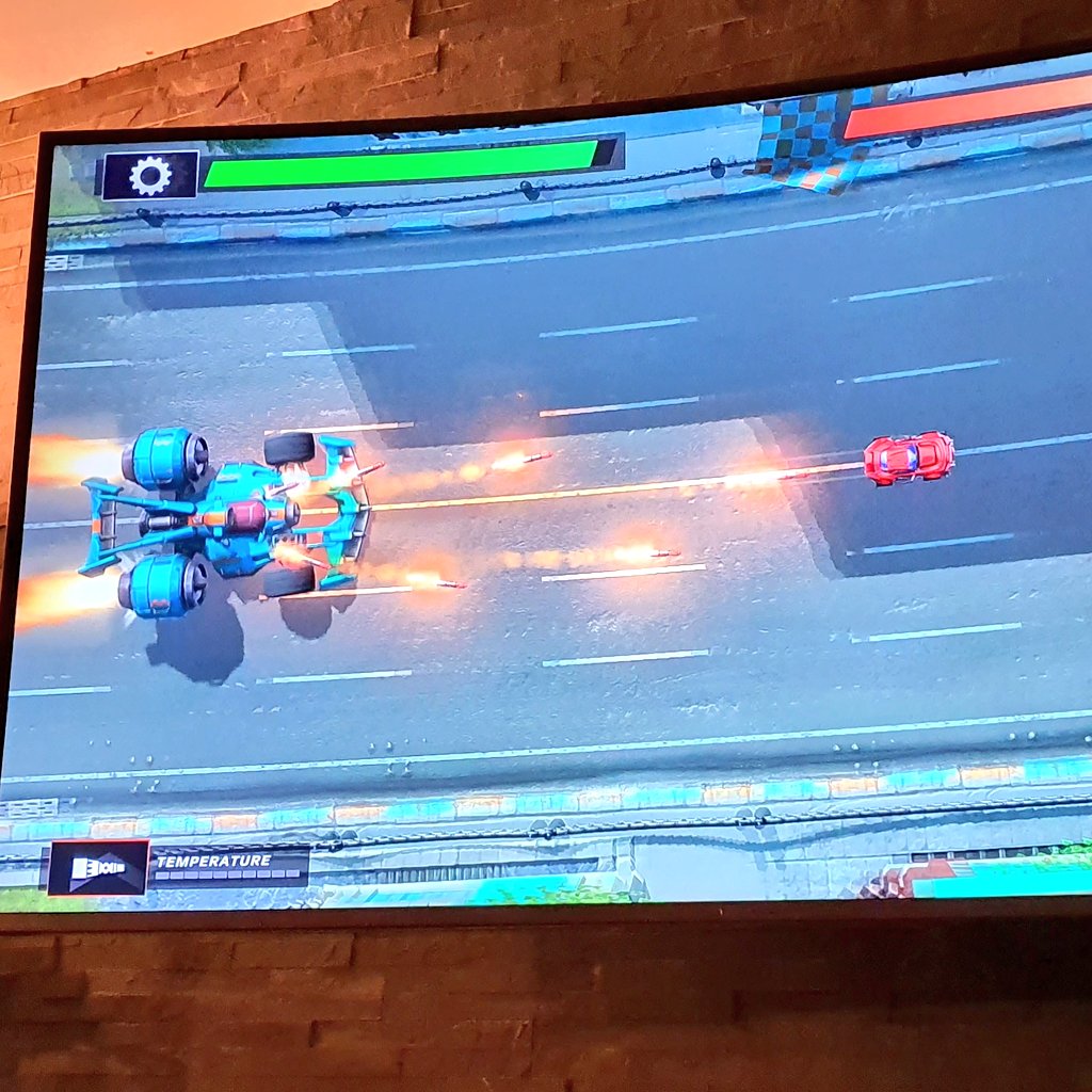Adam_W_Conway's tweet photo. Really liking these boss designs @redphantomgames. Chunky. 😎
2nd boss kicked my butt whilst I was admiring it though. Need them upgrades! 💀
 #GearShifters #NintendoSwitch #videogames #cargames #levelup https://t.co/5kbANalOex