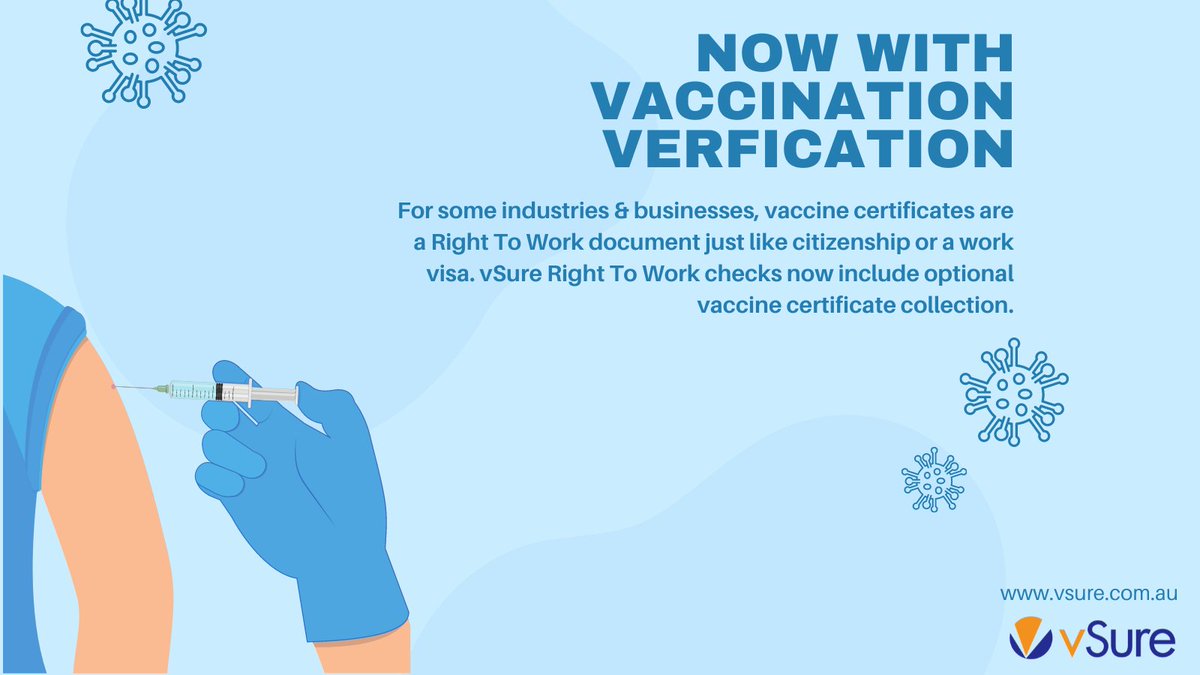 We're excited to launch Vaccine Certificate collection with vSure self-onboarding Right To Work Checks!
#HRTech #HR #Employment #COVID #WorkRights #vacinnecertificates #payroll #compliance #work