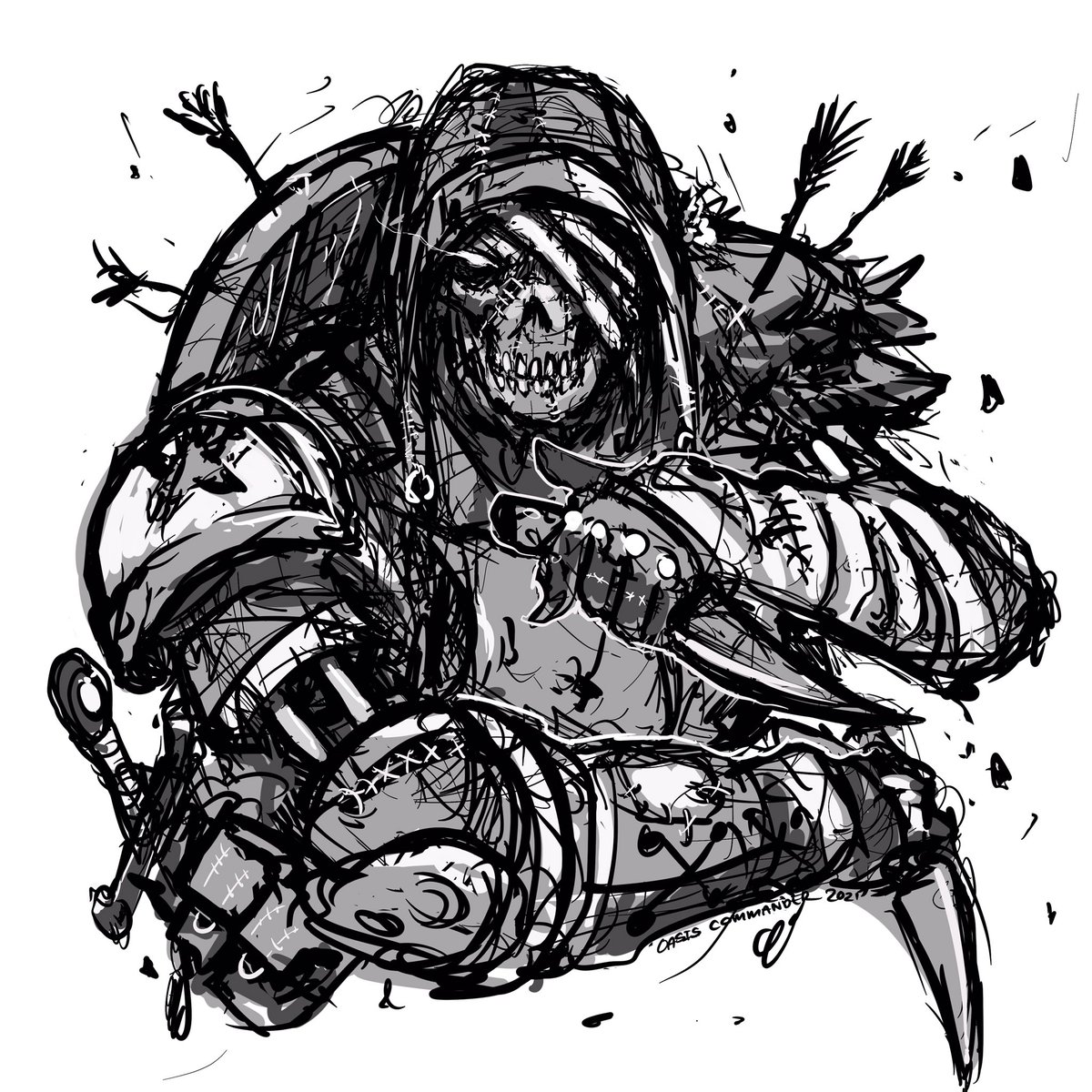 OasisCommander's tweet image. A beast made of cloth and bone #inktober2021