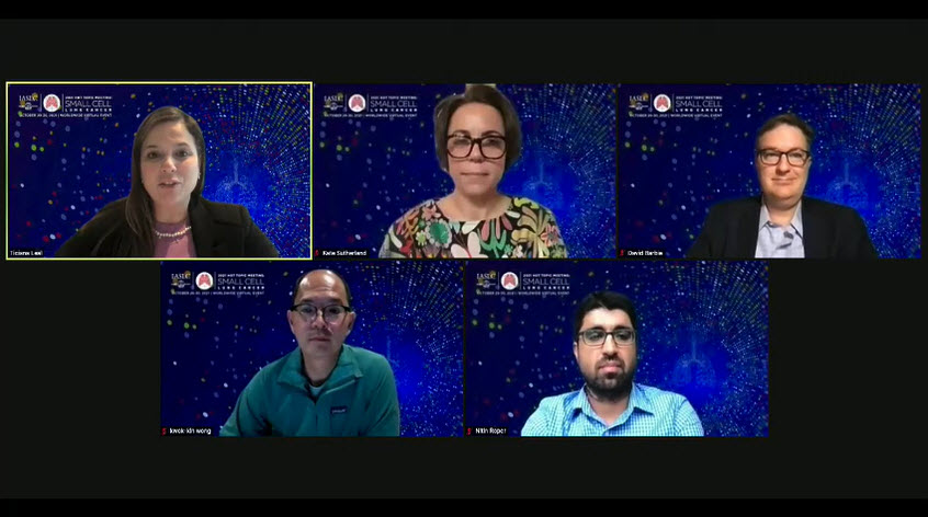 IASLC's tweet photo. A panel discussion regarding #SCLC21's Session 14 (Immunotherapy approaches in #SCLC) is going on Live Now. Join us! #LCSM https://t.co/8IRgEIdhCd
