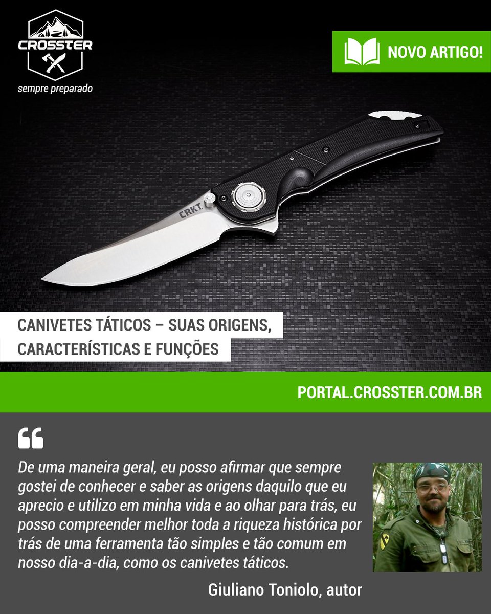 CrossterOficial's tweet photo. Os canivetes táticos são itens comuns hoje em dia a todos que gostam de lâminas, mas nem sempre foi assim... Conheça mais sobre essas ferramentas incríveis no novo artigo do nosso portal! 👉 https://t.co/p1VL1YMcRl
•
#Crosster #SemprePreparado #Canivete #tático #EDC https://t.co/U5bKpOfEx0