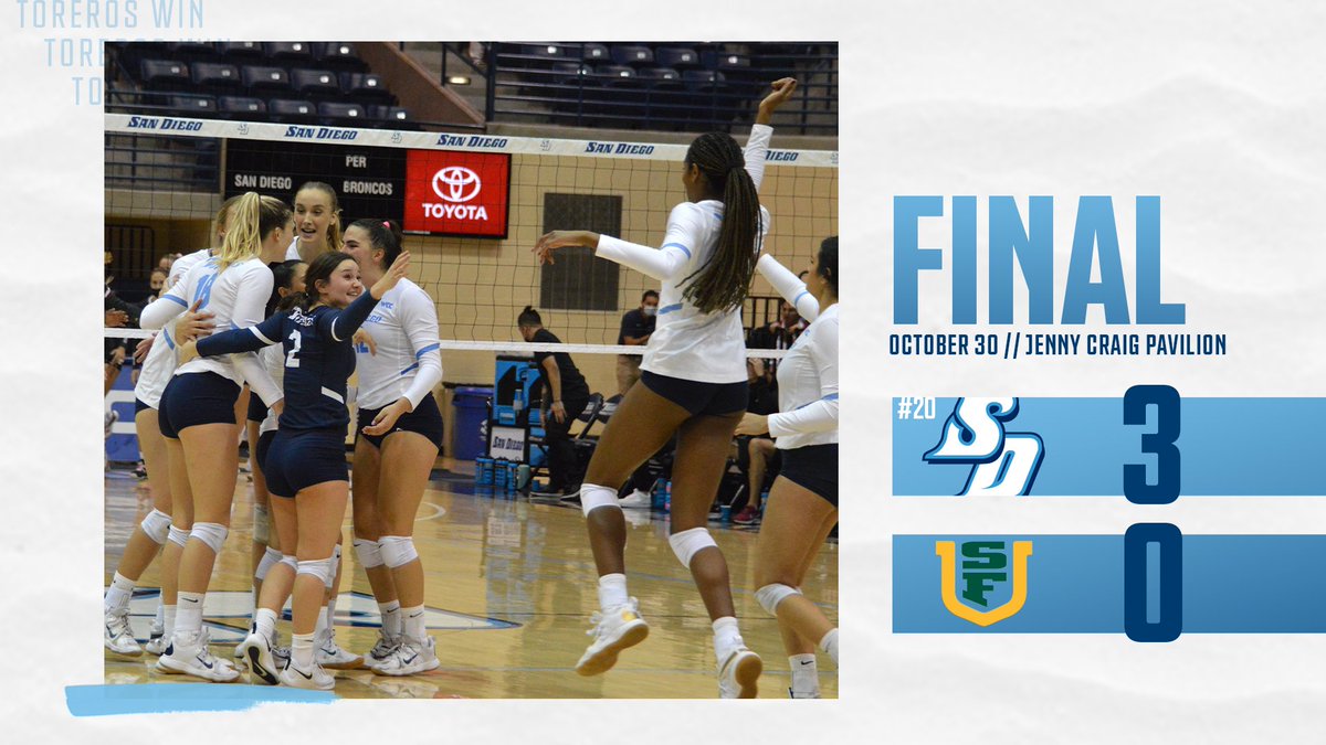 USDVolleyball's tweet photo. Saturday sweeping was done in the JCP today. 🧹

#GoToreros | #TorerosWin https://t.co/h2a5Akwp9d