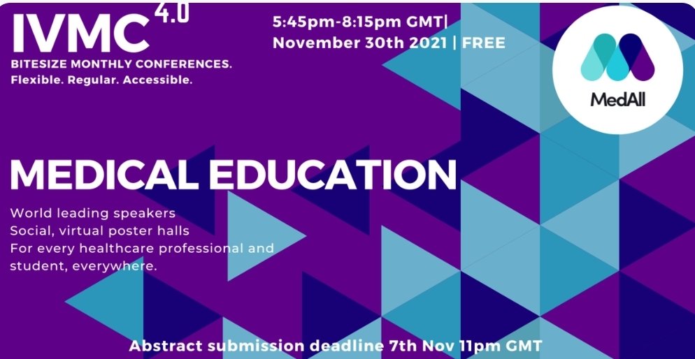 EUSCTS's tweet photo. *** MedAll’s second mini International Virtual Medical Conference on the theme of “Medical Education” ***

Accepting abstracts on the theme of Medical Education in every specialty until 7th Nov 2021, 23:00 

Submit abstracts and register here + more info> https://t.co/N9KadjSSTC https://t.co/4f6fG95pm6
