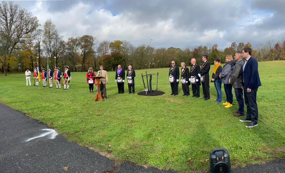 America250_PA's tweet photo. Thank you to @pagrandlodge for your partnership with #America250PA on the #LibertyTreeProject! We are so excited to plant one certified Liberty Tree in each of the 67 counties in commemoration of the 250th anniv. of the U.S. in 2026! Today, our first tree was planted in #MontCo! https://t.co/evAtb8sQMj