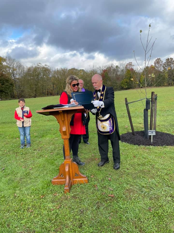 America250_PA's tweet photo. Thank you to @pagrandlodge for your partnership with #America250PA on the #LibertyTreeProject! We are so excited to plant one certified Liberty Tree in each of the 67 counties in commemoration of the 250th anniv. of the U.S. in 2026! Today, our first tree was planted in #MontCo! https://t.co/evAtb8sQMj