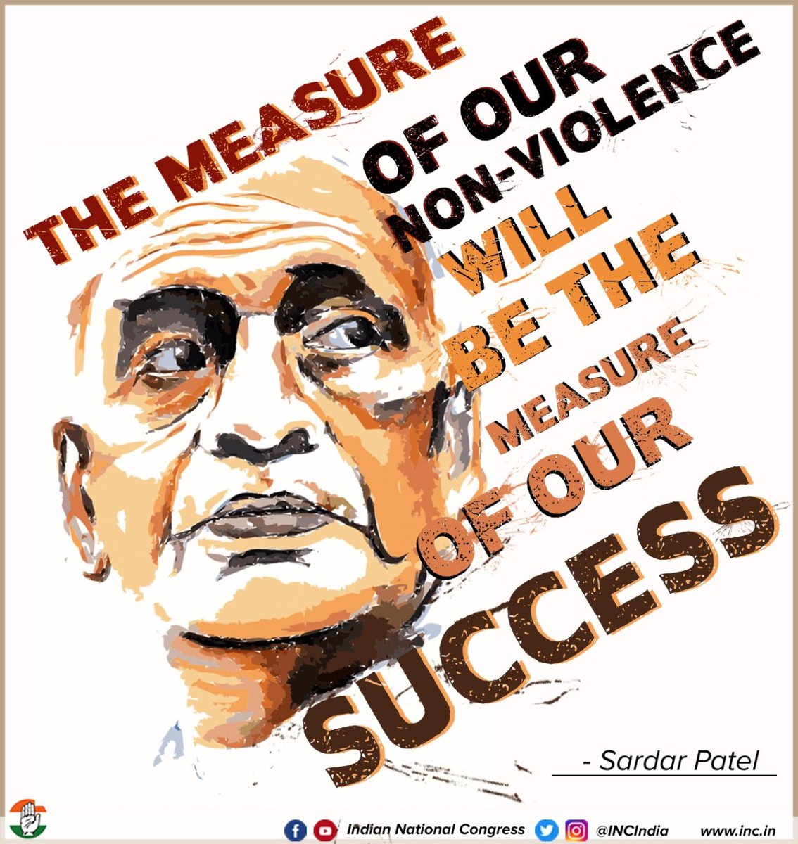 INCIndia's tweet photo. Every Indian who has deviated from the path of non-violence insults the memory of our Sardar.

#लौह_पुरुष_सरदार https://t.co/r3Rn91KjxO