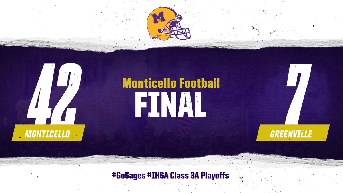 SagesAthletics's tweet photo. FINAL! @SagesFootball (8-2) will advance in the #IHSA Class 3A State Playoffs. Great team effort today! Sages will travel to Benton next Saturday! #GoSages #RoadToDeKalb #WinAndAdvance https://t.co/7javNMFu7j
