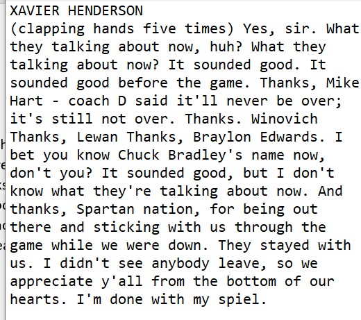 chrissolari's tweet photo. MSU senior safety Xavier Henderson's full comments. Can't say I've heard any Spartan while in uniform as a current player go off like this. https://t.co/zaBslJrz1E