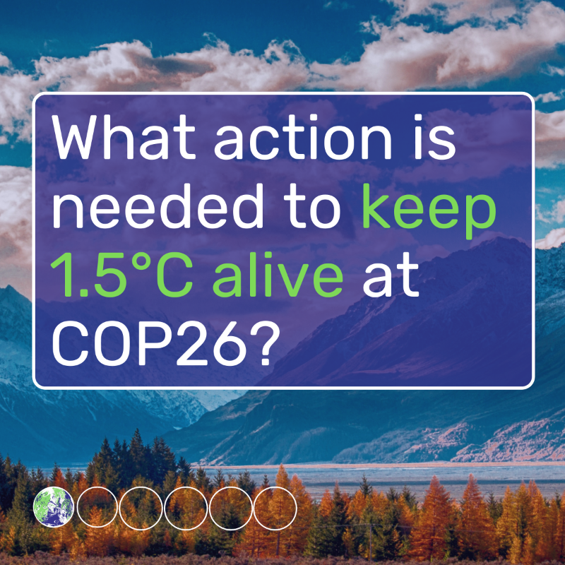 COP26's tweet photo. What action is needed to keep 1.5 degrees alive at COP26 👇

#ParisAgreement | #COP26