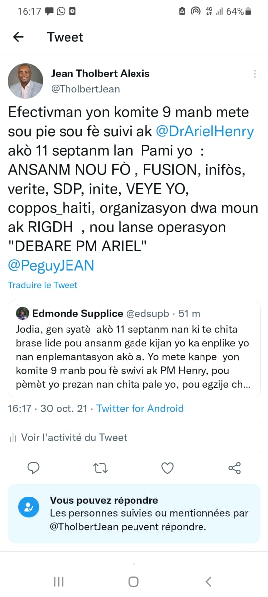 cetoutephanes's tweet photo. MTH pran nòt sou anons ki fèt pa yon ansanm dirijan aprè rankont ki te fèt jodi  a sou Akò 11 Sept.2021 nan yo te siyen ak PM.Ariel a ki poko janm aplike.Yon komisyon 9 moun monte ki gen pou fè swivi ak PM.Ariel sou sa yo te mete yo dk.MTH ap gade kisa sa ap bay kòm rezilta. https://t.co/tu5cvZlr2I