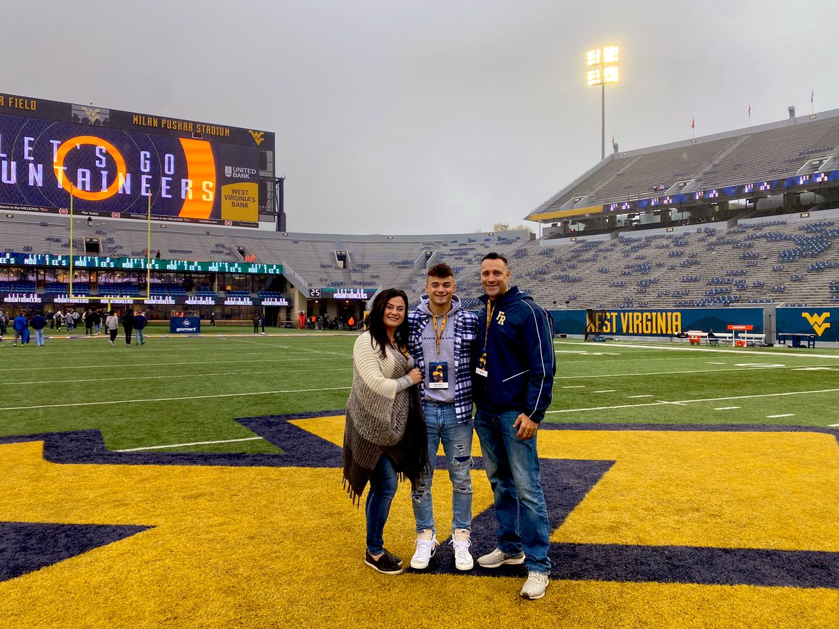 Had an unreal Official Gameday Visit at WVU today! 🟡🔵 Thank you <a href="/CoachRyanNehlen/">Ryan Nehlen</a> <a href="/WVUfootball/">West Virginia Football</a> for the amazing experience! #LETSGO #MOUNTAINEERS #WVU